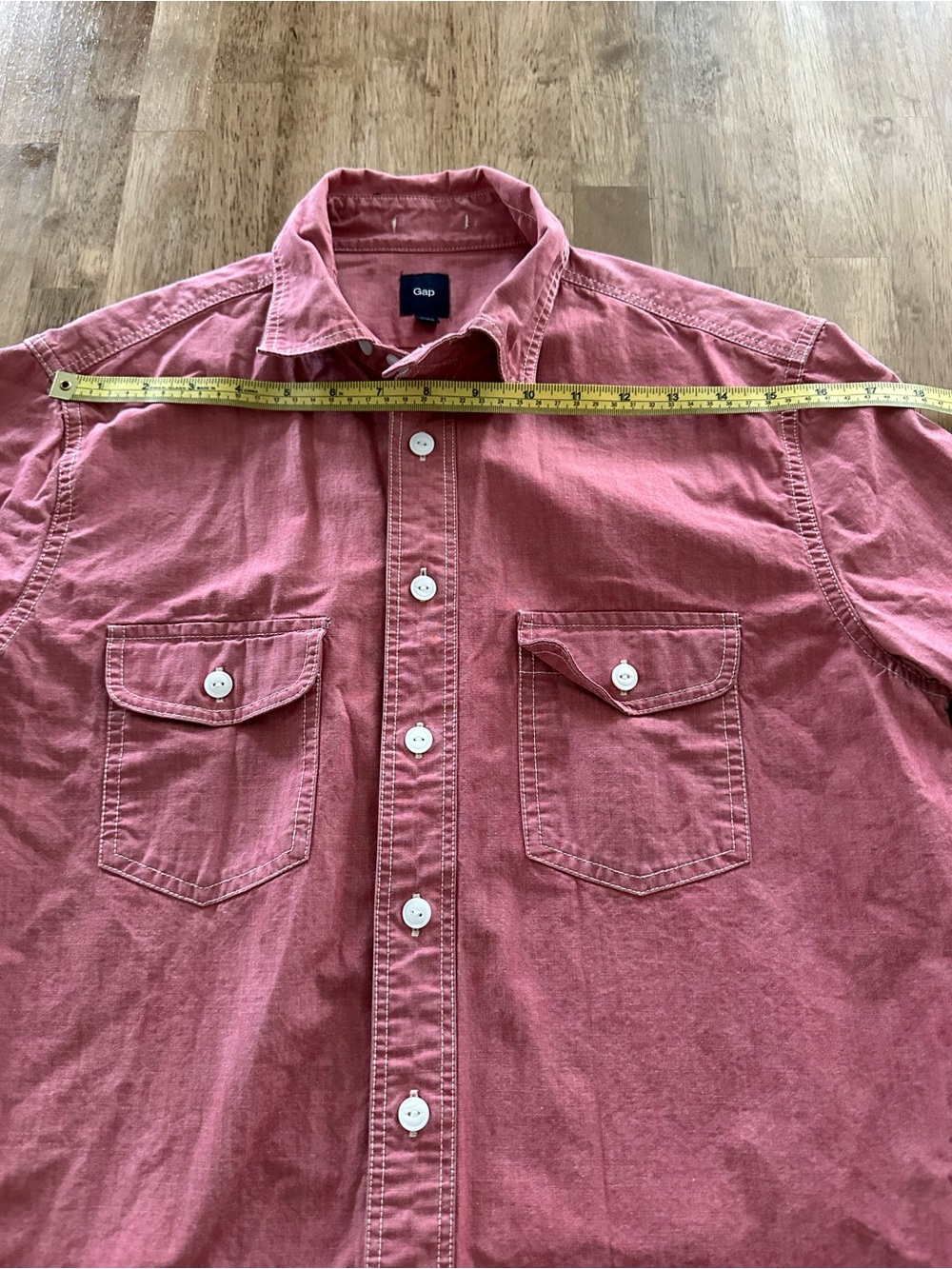 GAP Men's Button-Up Cotton Shirt in Salmon Color - Picture 5 of 8